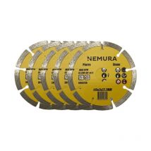 Lot de 5 disques diamant 115mm pour béton pierre et brique (115 x 2.0 x 22.2MM)