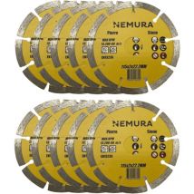 Nemura - Lot de 10 disques diamant 115mm pour béton pierre et brique (115 x 2.0 x 22.2MM)