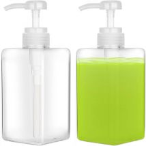 Feiyue - Lot de 2 distributeurs de lotion carrés rechargeables en plastique, flacons pompe vides, distributeurs de savon en plastique, flacons pompe,