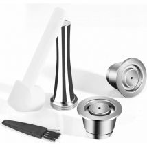 Jusch - Lot de 2 dosettes à café réutilisables en acier inoxydable compatibles Nespresso avec 1 presse 1 cuillère et 1 brosse