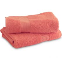 Lot de 2 Draps de Douche 70 x 130 cm - 100% Coton - 450 gr/m2 - Corail