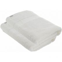 Lot de 2 Draps de bain tissu éponge 100% Coton Blanc 70 x 130 cm Tendance