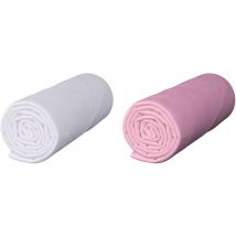Lot de 2 draps housses bébé jersey bio blanc et rose cododo 46x85 cm