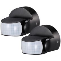 Arum Lighting - Lot de 2 Détecteurs de Mouvement Mural Infrarouge IP65 Noir