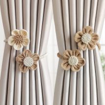 Lot de 2 embrasses de Rideaux Faites à la Main en Corde pour décoration de Bureau Maison Fleurs