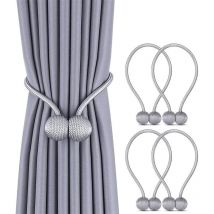 Lot de 2 embrasses magnétiques pour rideaux, tentures, décoration de salon ou de bureau, sans outils (gris)