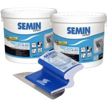 Semin - Lot de 2 enduits extra fin lissage type gras, sans solvants, séchage rapide - intérieur/extérieur - seau de 1,5 kg et une lame ce 78 pour