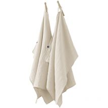 Lot de 2 essuie-mains Gaze de coton 50 x 70 cm beige