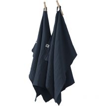 Lot de 2 essuie-mains Gaze de coton 50 x 70 cm bleu marine
