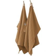 Lot de 2 essuie-mains Gaze de coton 50 x 70 cm camel