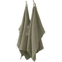 Lot de 2 essuie-mains Gaze de coton 50 x 70 cm romarin