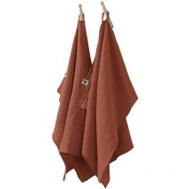 Lot de 2 essuie-mains Gaze de coton 50 x 70 cm Terracotta