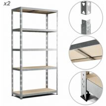 Eurospen - Lot de 2 Estanterias versatiles de almacenamiento para cargas pesdadas hasta 875kg -180 x 90 x 40 cm-Gris