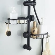 Dolaso - Lot de 2 Étagère Douche Sans Percage Inox, Étagère Salle de Bain Télescopique Inoxydable, Tablette Support Douche, Porte Savon Barre Douche