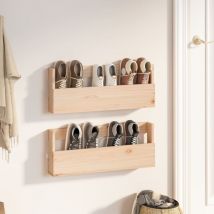 Maison Chic - Lot de 2 Étagères à chaussures murales Meubles à Chaussures Armoires à Chaussures 59x9x23 cm Pin massif 78287