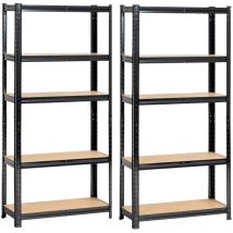 Lot de 2 étagères modulables 70 cm acier noirci charge maximale 875kg - L70xP30xH154 cm