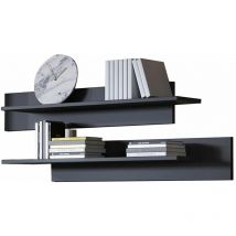 Muebles Bonitos - Lot de 2 Étagères Murales 100cm modèle Luke Noir brillante