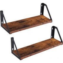 Set de 2 étagères murales, étagères flottantes, 40 x 12 x 11, bois brun vintage et métal noir.