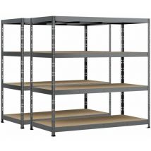 Modulo storage Lot de 2 étagères Rack - 4 plateaux - 200 x 80 cm - charge lourde