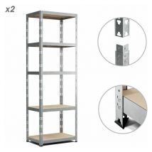 Eurospen - Lot de 2 Etagères de Rangement modulables et polyvalentes pour atelier, garage, cave...Charges Lourdes 180x60x40cm x2 - Gris