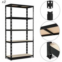 Eurospen - Lot de 2 Etagères de Rangement modulables et polyvalentes pour atelier, garage, cave...Charges Lourdes 180x90x40cm x2 - Noir