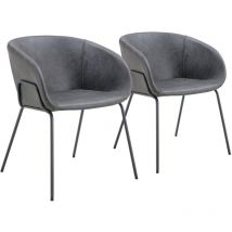 Happy Garden - Lot de 2 chaises en simili gris foncé andré