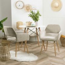 Lot de 2 Fauteuil Chaises de salle à manger scandinave en tissu beige - Meubles Cosy