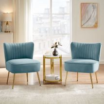 Sicaan - Lot de 2 fauteuils cocktail judith velours bleu gris