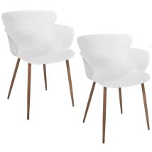 Toilinux - Lot de 2 fauteuils coque en polypropylène et métal
