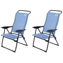 Lot de 2 fauteuils de camping 5 positions O'camp Bleu - Dimensions : 70 x 62 x 105 cm