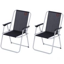 Lot de 2 fauteuils piccolo de camping pliables O'camp Noir - Dimensions : 57 x 55 x 80 cm