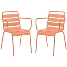 Lot de 2 fauteuils de jardin empilables en métal - Orange clair - MIRMANDE de MYLIA