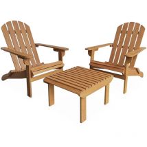 Sweeek - Lot de 2 fauteuils de jardin en bois avec un repose-pieds/table basse - Adirondack Salamanca - Eucalyptus. chaises de terrasse retro