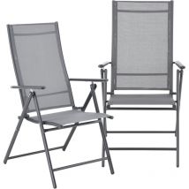 [en.casa] - Lot de 2 chaises de jardin avec accoudoirs gris clair