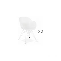 M&s - Lot de 2 fauteuils design blanc piétement métal blanc - umila
