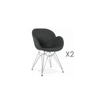 M&s - Lot de 2 fauteuils design en tissu gris piétement métal - umila