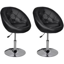 Lot de 2 fauteuils lounge de bar chaise de club oeuf en pvc noir cadre en acier DEC029812