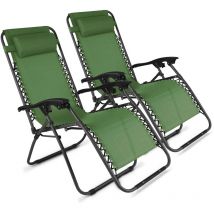 Lot de 2 fauteuils lounge en acier vert