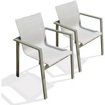 Miami - Lote de 2 sillones de jardín apilables de aluminio Dcb Garden