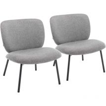 Oviala - Lot de 2 fauteuils relax en acier et tissu gris foncé