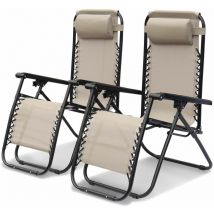 Sweeek - Lot de 2 fauteuils relax – Patrick – Textilène. pliables. multi-positions. taupe
