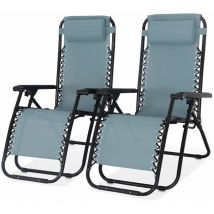 Sweeek - Lot de 2 fauteuils relax – Patrick – Textilène. pliables. multi-positions. émeraude