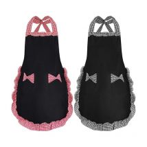 Lot de 2 Femme Tablier, Tabliers Noirs pour Femmes avec 2 Poches, Tabliers de Cuisine Imperméables, Tablier de Chef pour Cuisiner, Jardiner, Tabliers