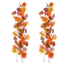 Yzmrbdqc - Lot de 2 feuilles d'érable artificielles en rotin, simulation de feuilles d'érable, guirlande de feuilles d'érable suspendues, pour la
