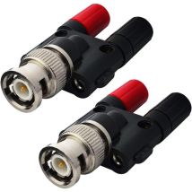 Laoa - Lot de 2 fiches bnc males vers 2 fiches banane femelles doubles de 4 mm, connecteur répartiteur coaxial rf, adaptateur banane bnc pour
