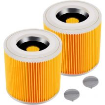 Lot de 2 filtres à cartouche pour Kärcher WD3 Premium, WD2, WD3, WD3P, MV2, MV3 - Filtre WD3 - Filtre de rechange pour aspirateur Kärcher
