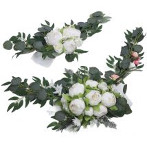 Lot de 2 fleurs artificielles pour arc de mariage, couleurs résistantes, panneaux de bienvenue romantiques pour mariage, décoration florale, décor