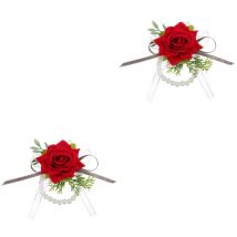 Lot de 2 fleurs pour poignet de mariée, décoration pour demoiselle d'honneur, pour bal de fin d'année