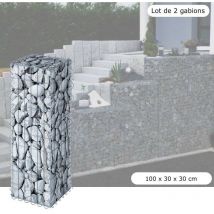 Le Poisson Qui Jardine - Lot De 2 Gabions En Métal Galvanisé, Robustes, Résistants, 100 x 30 x 30 cm - Acier