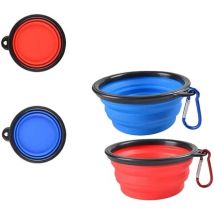 Rwoythk - Lot de 2 gamelles portables pour chien, gamelles pliables pour chien, gamelles de voyage pour chiens et chats, gamelle portable en silicone